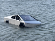 Someone drove a Tesla Cybertruck into a lake to test ‘Wade Mode.’ It didn’t end well.